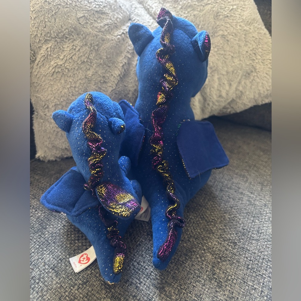 Blue and Gold Dragon Plush Toy Set Ty babies - Picture 3 of 5